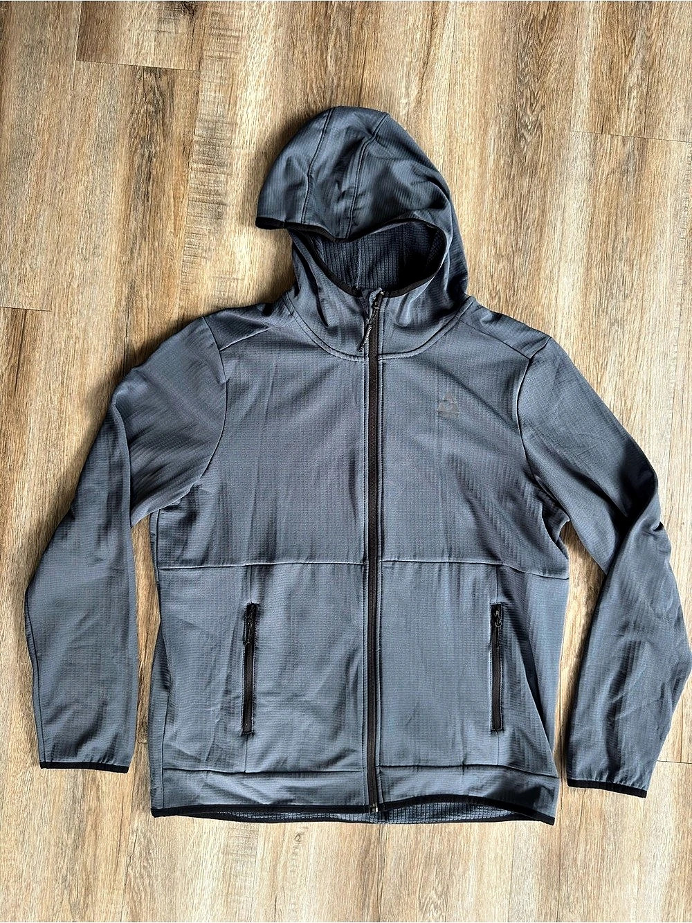 Gerry Men's Full Zip Hooded Grid Fleece Jacket Gray XL